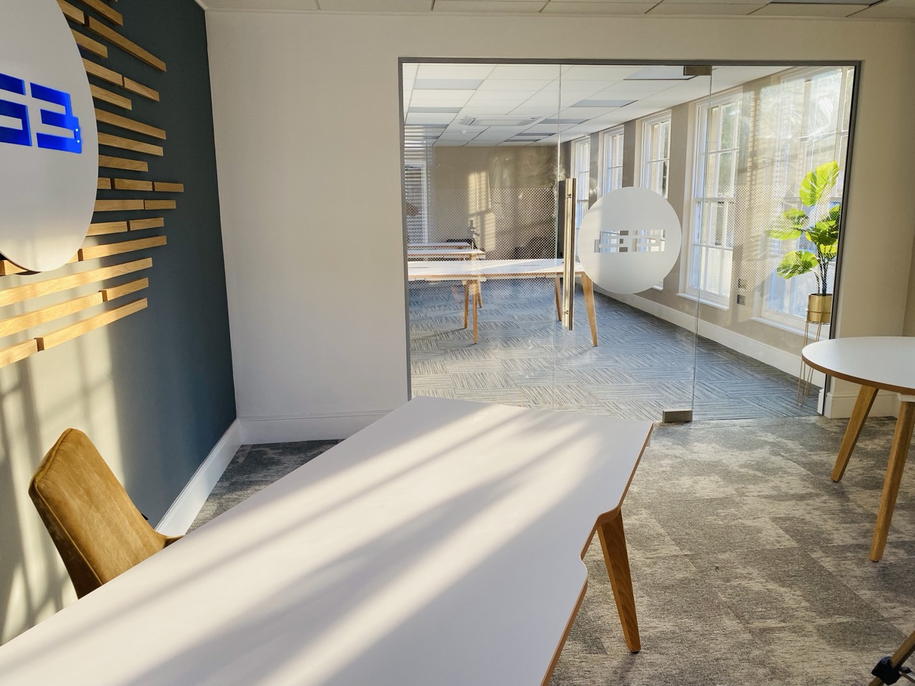 Glass-walled private office